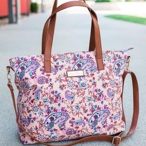 Floral Paisley Tote Bag | Canvas & Vegan Leather